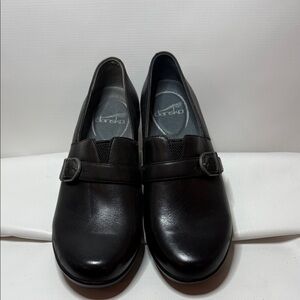 Dansko Black Leather Loafers with Strap